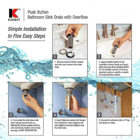 Keeney Mfg Push Button Bathroom Sink Drain with Overflow, Bronze K820-75BRZ